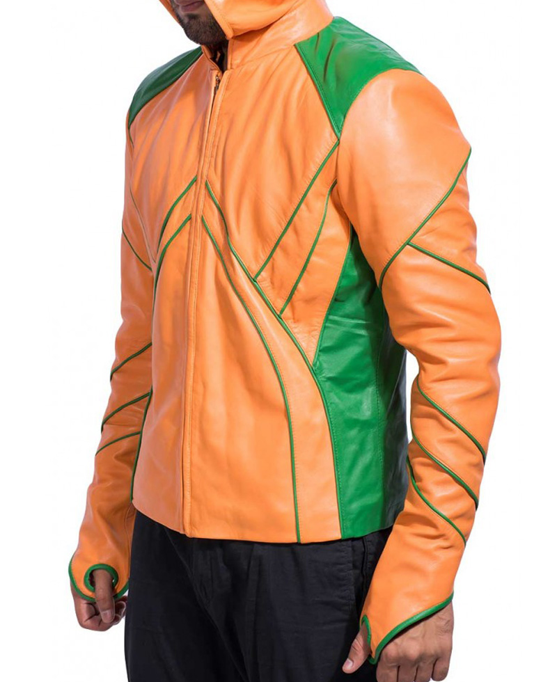 Smallville Aquaman Leather Jacket with Hoodie Smallville Aquaman Leather Jacket with Hoodie - Image 4