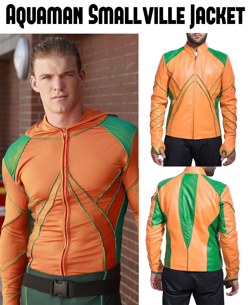 Smallville Aquaman Leather Jacket with Hoodie Smallville Aquaman Leather Jacket with Hoodie - Image 8