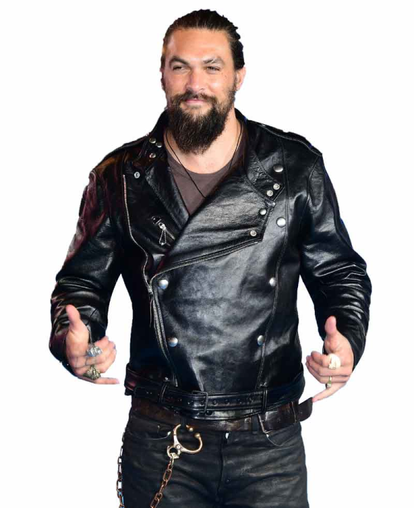 Aquaman Jason Momoa Black Leather Biker Jacket