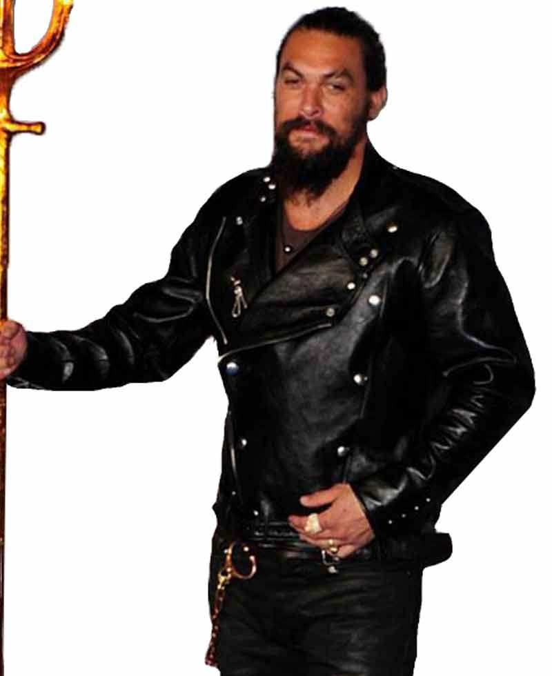 Aquaman Jason Momoa Black Leather Biker Jacket Aquaman Jason Momoa Black Leather Biker Jacket - Image 3