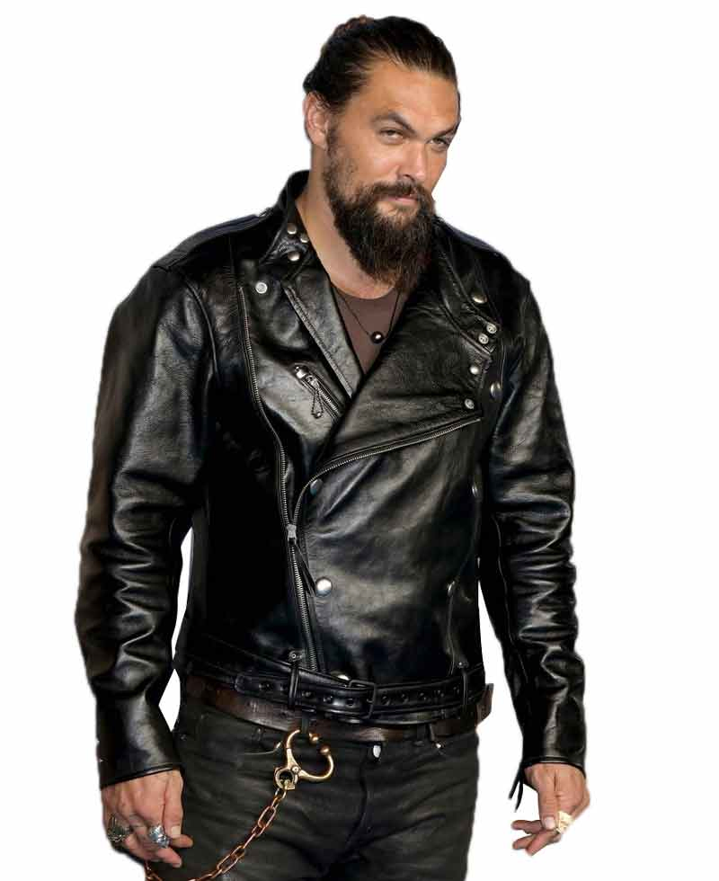 Aquaman Jason Momoa Black Leather Biker Jacket Aquaman Jason Momoa Black Leather Biker Jacket - Image 2