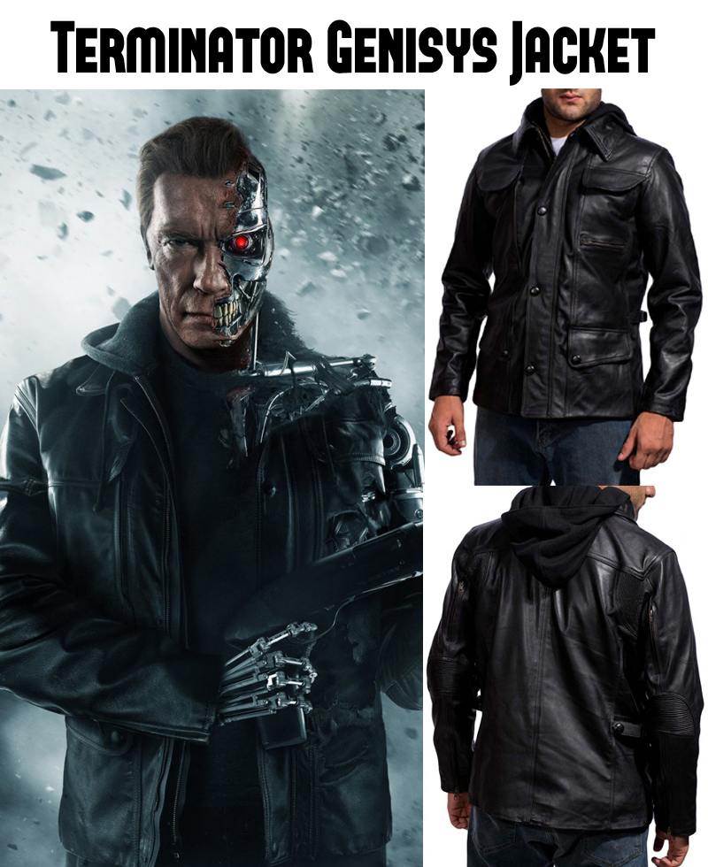 Arnold Schwarzenegger Terminator Genisys Jacket with Hoodie Arnold Schwarzenegger Terminator Genisys Jacket with Hoodie - Image 7