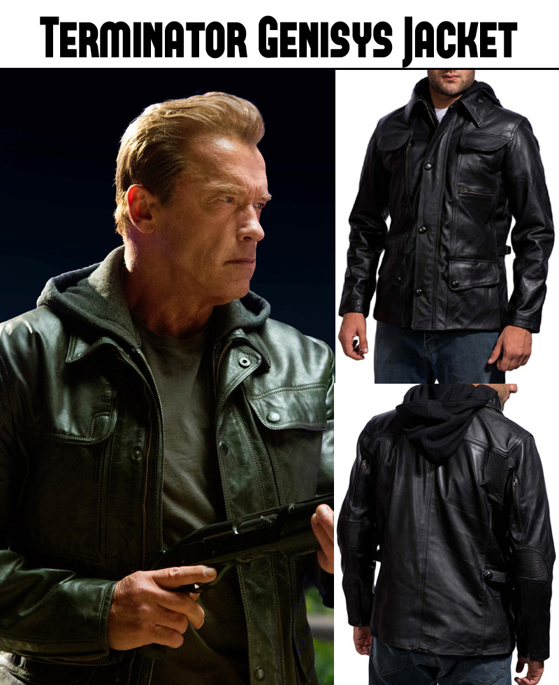 Arnold Schwarzenegger Terminator Genisys Jacket with Hoodie Arnold Schwarzenegger Terminator Genisys Jacket with Hoodie - Image 6