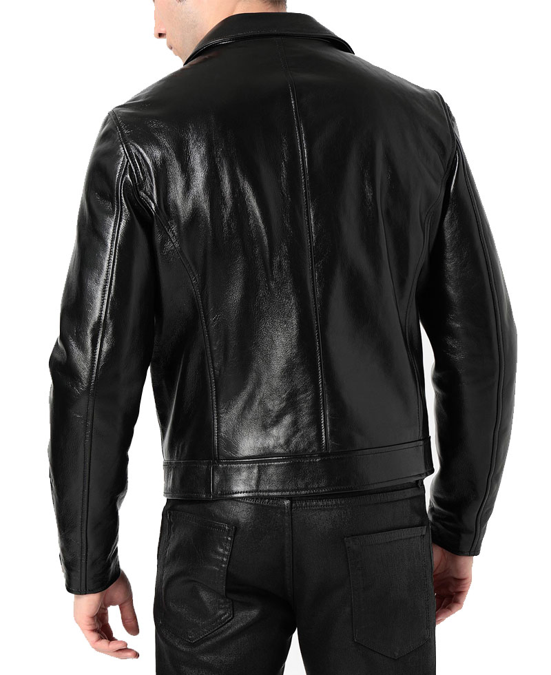 Men's Asymmetrical Zipper Motorcycle Chains Leather Jacket Men's Asymmetrical Zipper Motorcycle Chains Leather Jacket - Image 2