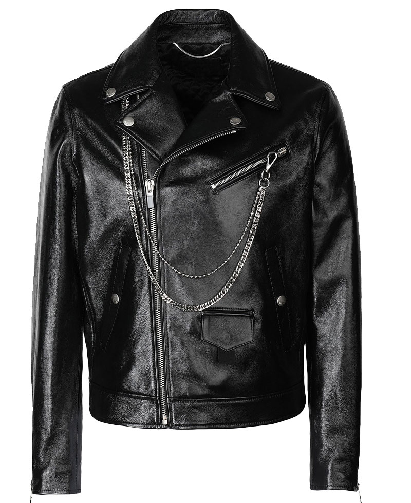 Men's Asymmetrical Zipper Motorcycle Chains Leather Jacket Men's Asymmetrical Zipper Motorcycle Chains Leather Jacket