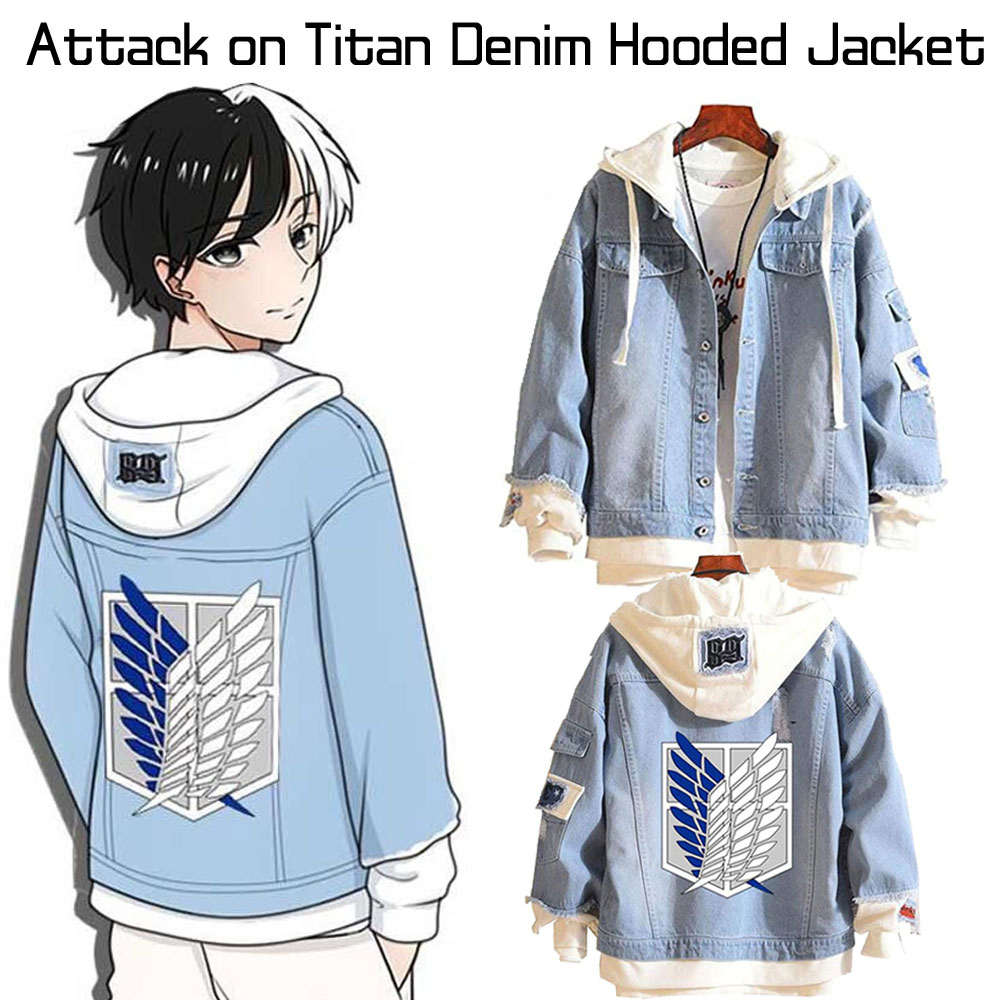 Attack on Titan Denim Hooded Jacket Attack on Titan Denim Hooded Jacket - Image 3