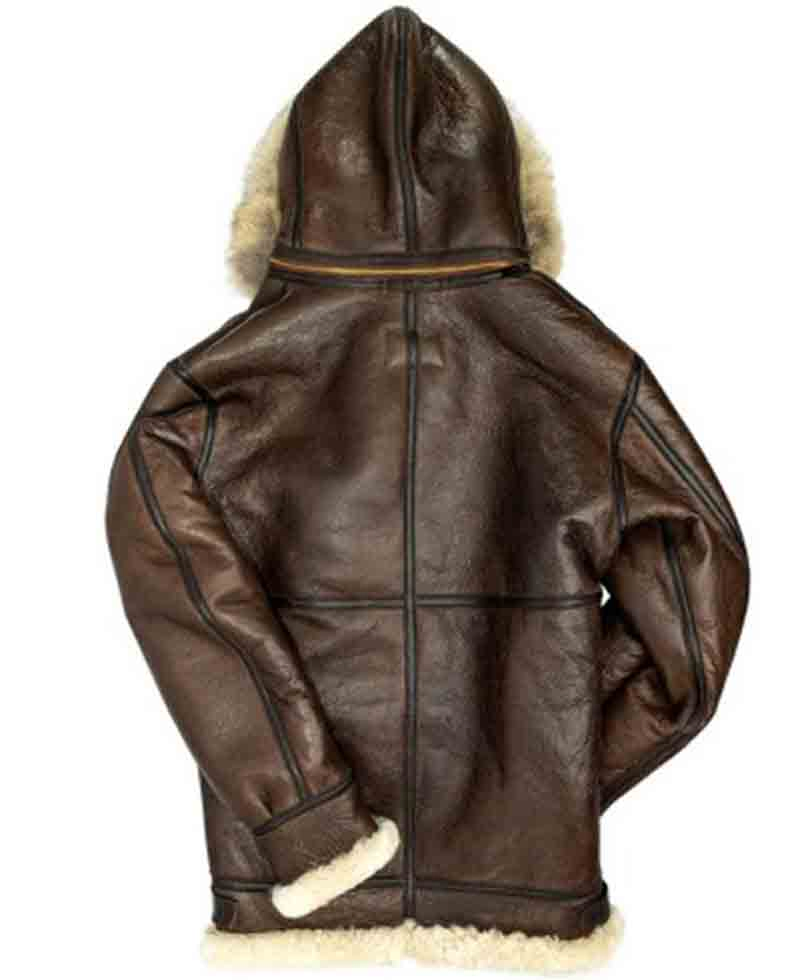 Men’s B3 Shearling Hooded Brown Leather Jacket Men’s B3 Shearling Hooded Brown Leather Jacket - Image 2