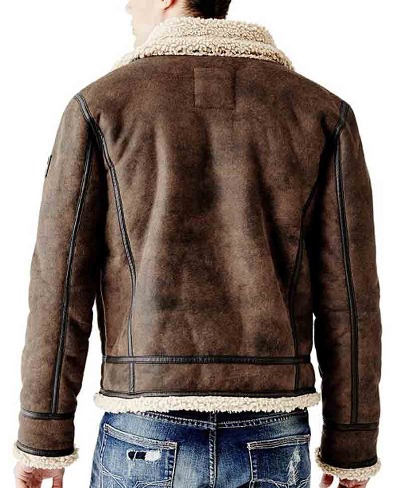Men's B3 Suede Brown Leather Shearling Jacket Men's B3 Suede Brown Leather Shearling Jacket - Image 3