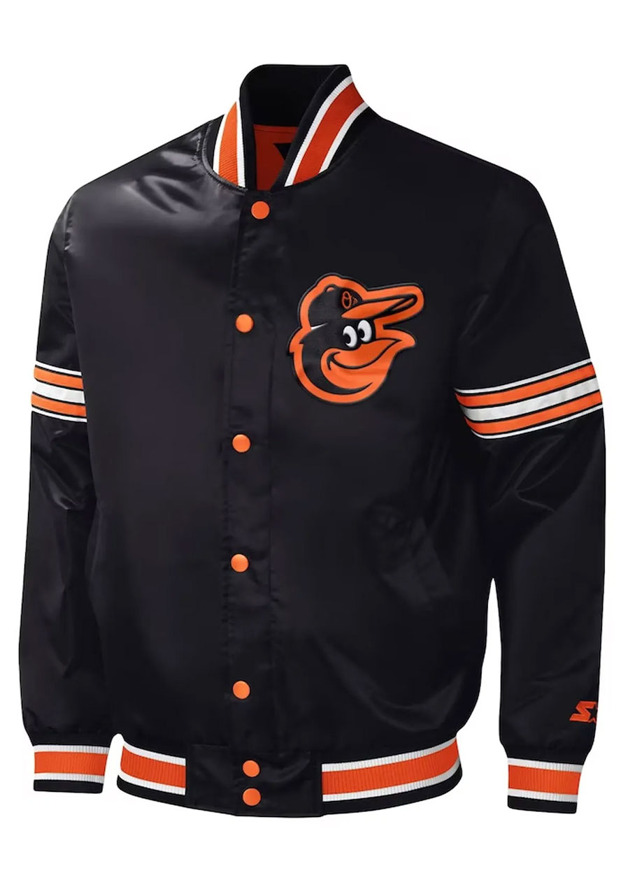 Baltimore Orioles Midfield Black Varsity Jacket Baltimore Orioles Midfield Black Varsity Jacket