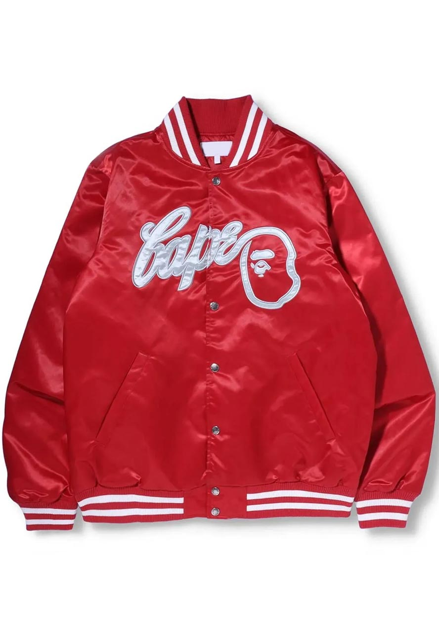 Bape Baseball Red Bomber Jacket Bape Baseball Red Bomber Jacket