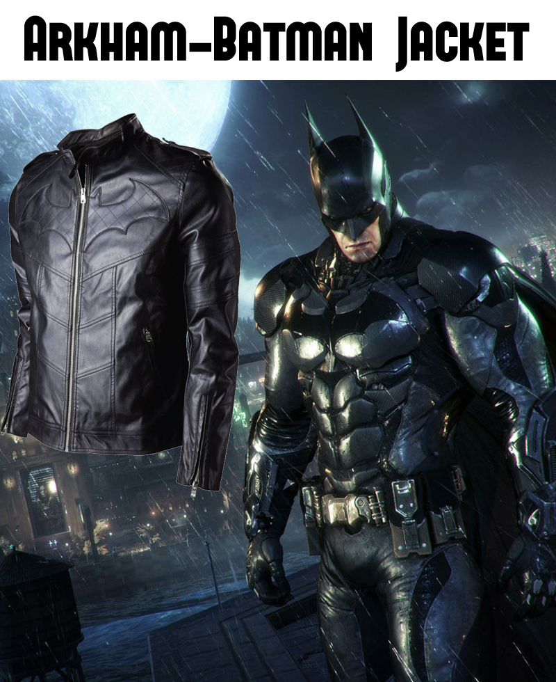 Batman Arkham Knight Black Leather Quilted Logo Jacket batman arkham knight batman jacket