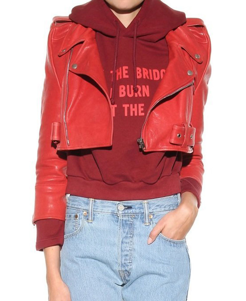 Bebe Rexha The Way I Are Red Leather Jacket Bebe Rexha The Way I Are Red Leather Jacket - Image 2