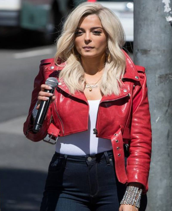 Bebe Rexha The Way I Are Red Leather Jacket