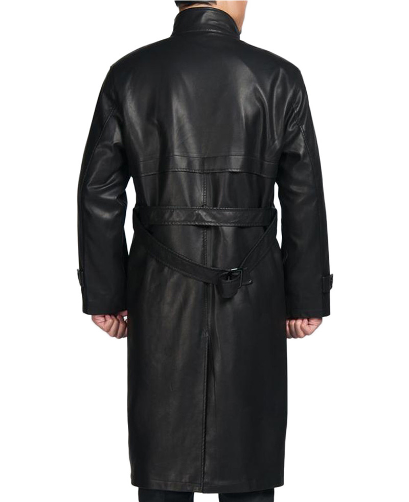Men's Black Trench Coat with Fur Collar mens fur collar coat