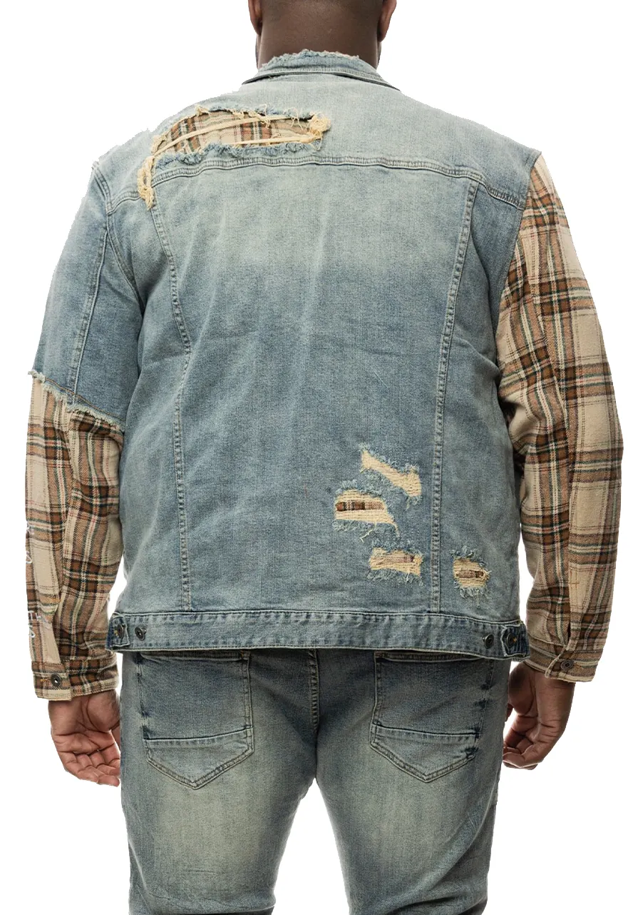 Big and Tall Plaid Denim Jacket Big and Tall Plaid Denim Jacket - Image 5