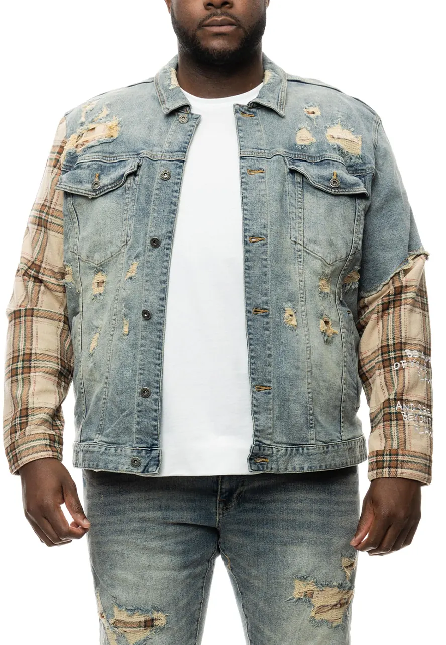 Big and Tall Plaid Denim Jacket Big and Tall Plaid Denim Jacket - Image 3