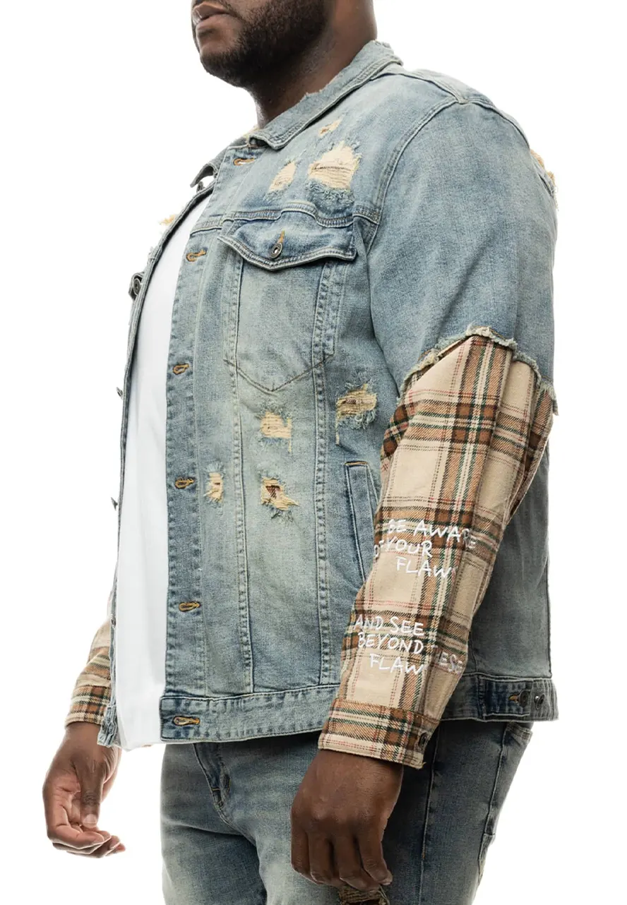 Big and Tall Plaid Denim Jacket Big and Tall Plaid Denim Jacket - Image 4