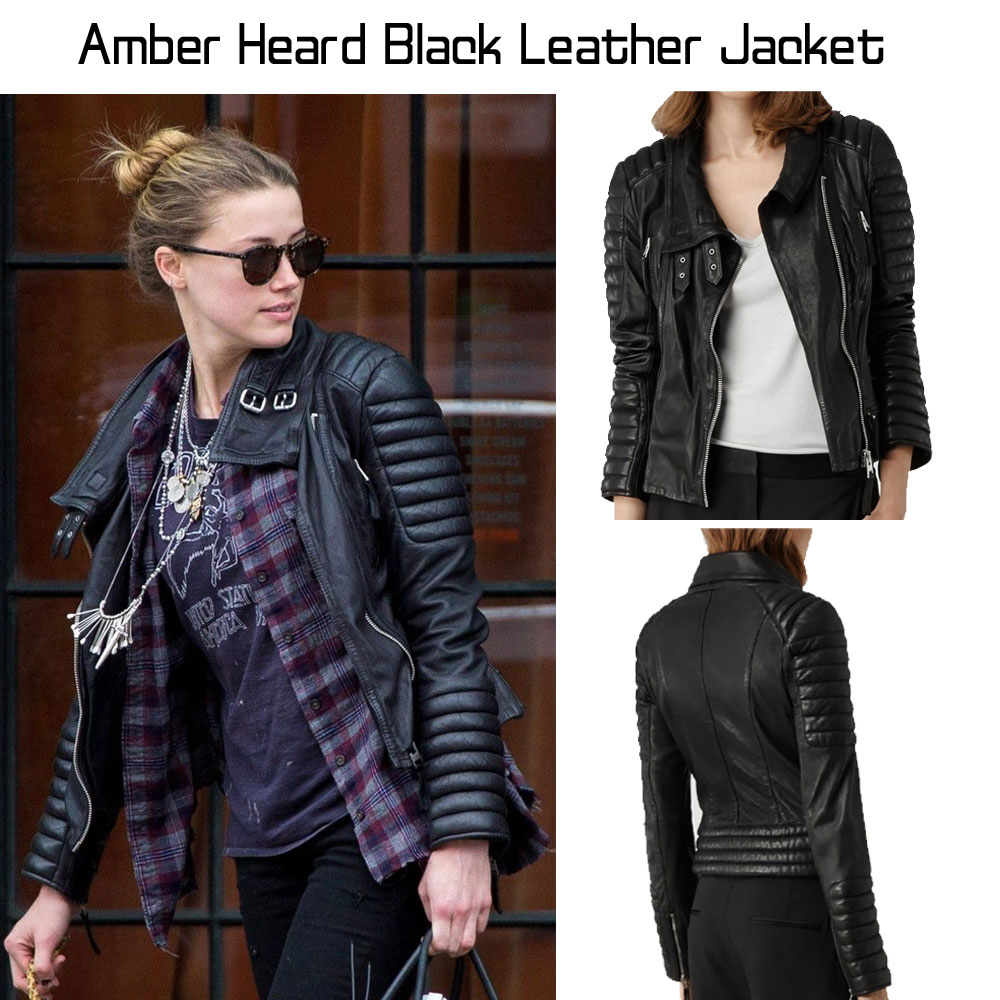 Amber Heard Motorcycle Black Leather Jacket Amber Heard Motorcycle Black Leather Jacket - Image 5