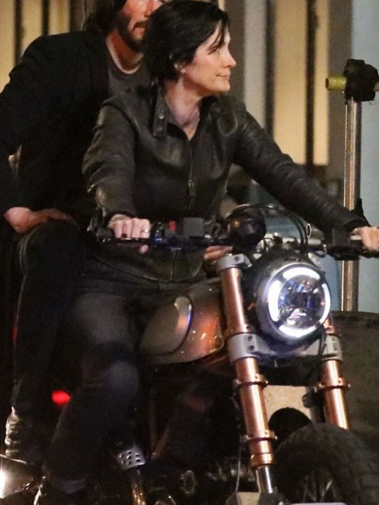 Carrie-Anne Moss The Matrix 4 Biker Leather Jacket Carrie-Anne Moss The Matrix 4 Biker Leather Jacket - Image 6
