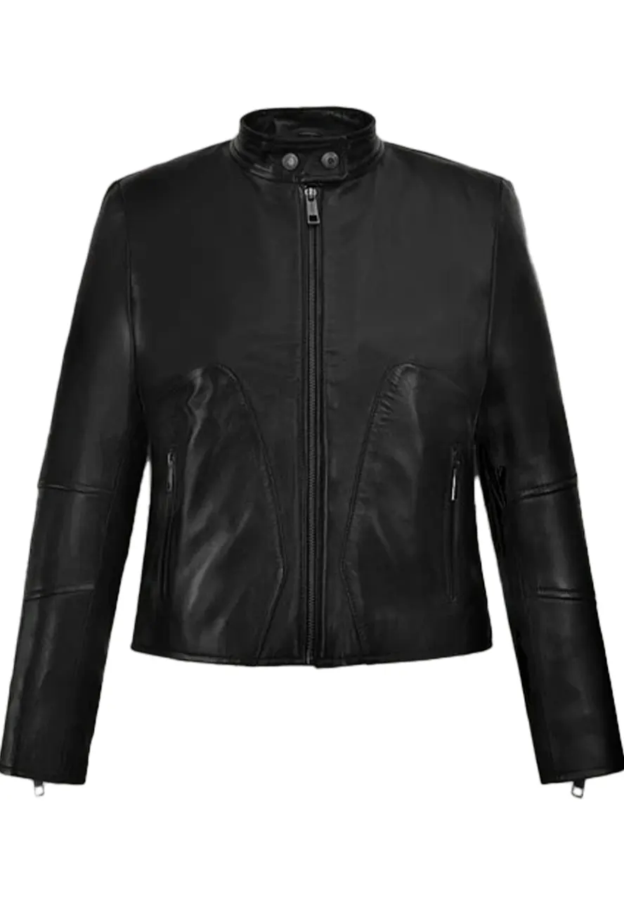 Carrie-Anne Moss The Matrix 4 Biker Leather Jacket Carrie-Anne Moss The Matrix 4 Biker Leather Jacket - Image 2