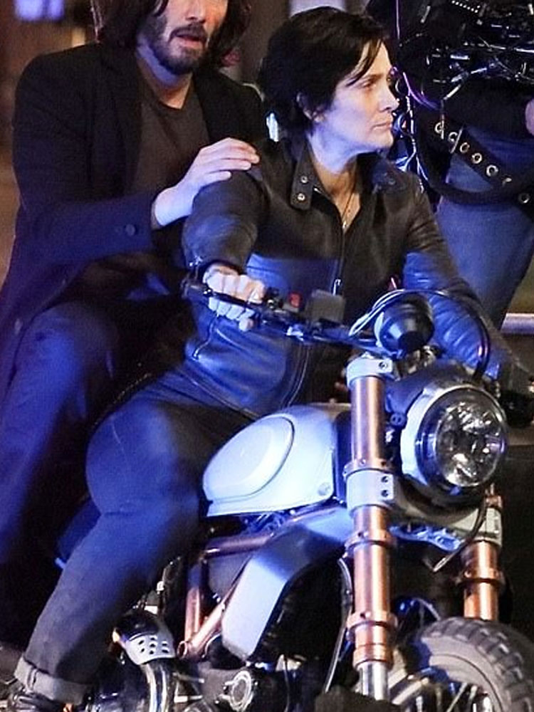 Carrie-Anne Moss The Matrix 4 Biker Leather Jacket Carrie-Anne Moss The Matrix 4 Biker Leather Jacket - Image 8