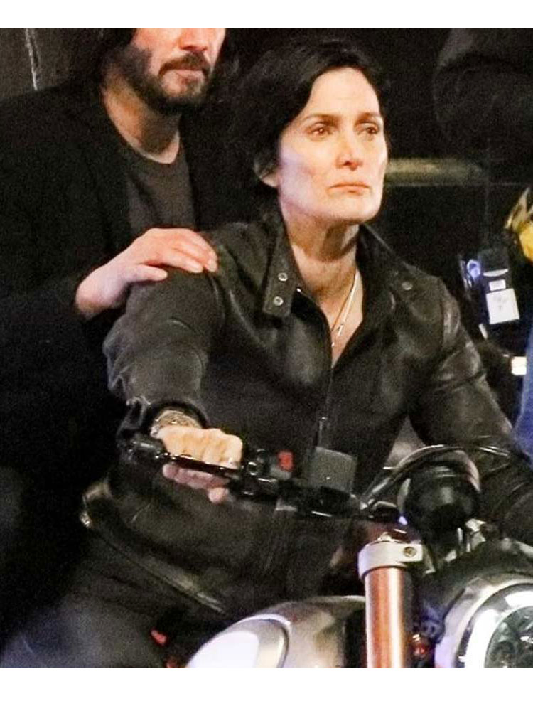 Carrie-Anne Moss The Matrix 4 Biker Leather Jacket Carrie-Anne Moss The Matrix 4 Biker Leather Jacket - Image 5