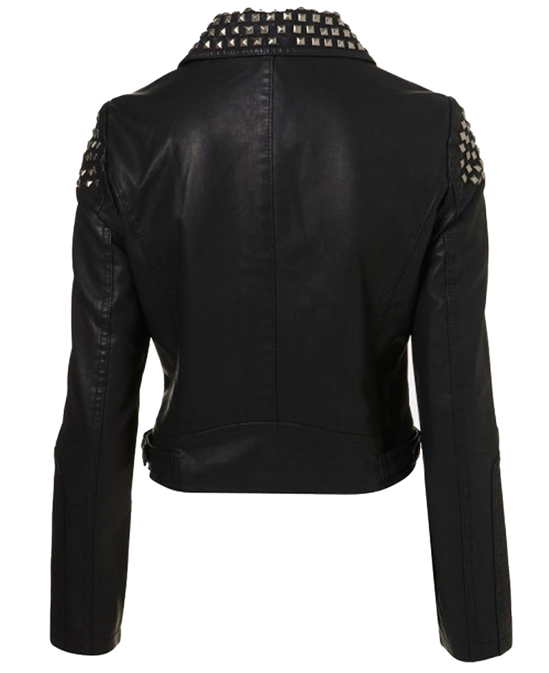 Studded Design Demi Lovato Biker Jacket Studded Design Demi Lovato Biker Jacket - Image 2