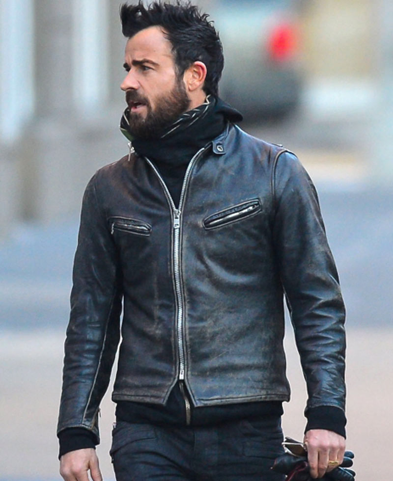 Justin Theroux Black Leather Motorcycle Jacket Justin Theroux Black Leather Motorcycle Jacket - Image 2
