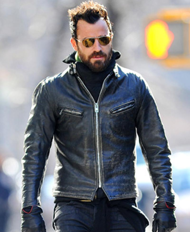 Justin Theroux Black Leather Motorcycle Jacket Justin Theroux Black Leather Motorcycle Jacket - Image 3