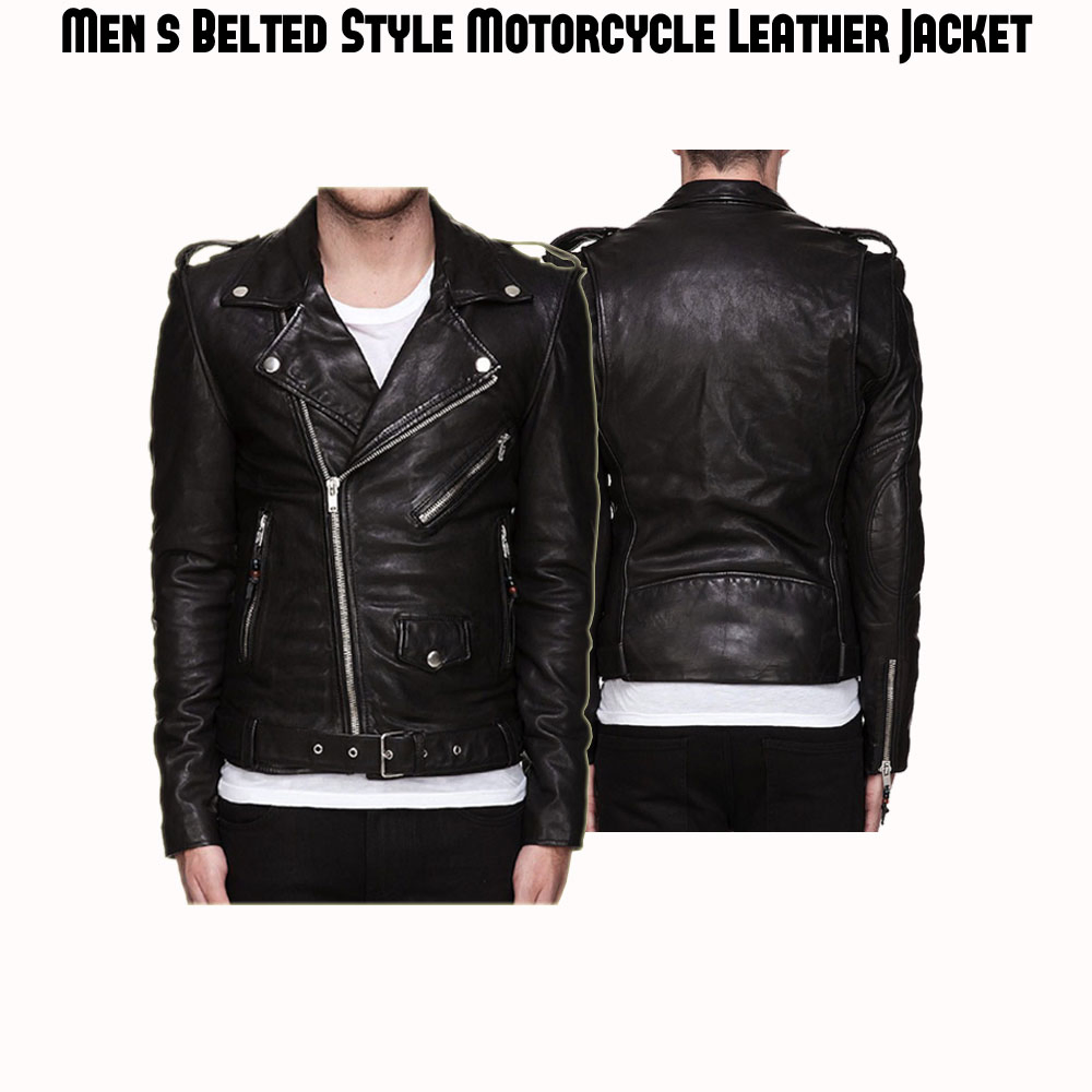 Men's Asymmetrical Zipper Biker Black Leather Jacket Men's Asymmetrical Zipper Biker Black Leather Jacket - Image 3