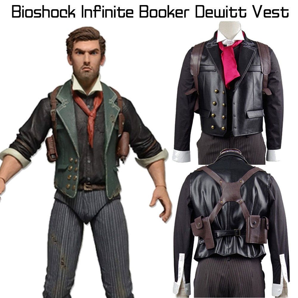 Booker Dewitt Bioshock Infinite Black Leather Vest Booker Dewitt Bioshock Infinite Black Leather Vest - Image 4