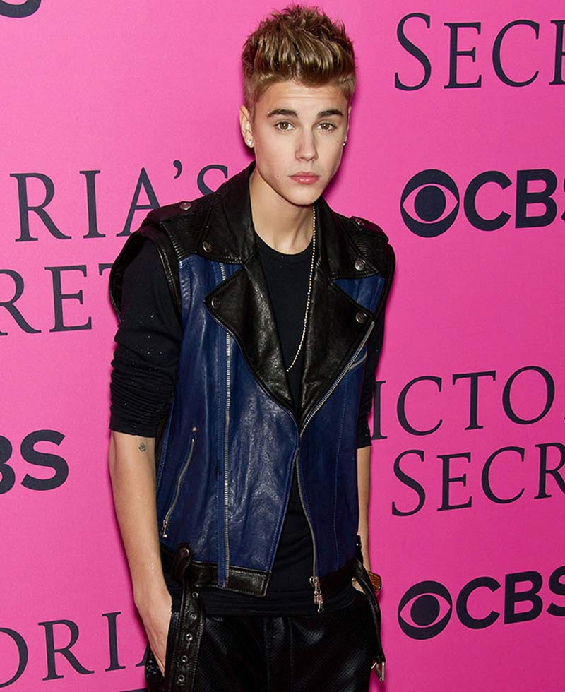 Justin Bieber Blue and Black Leather Vest Justin Bieber Blue and Black Leather Vest - Image 2