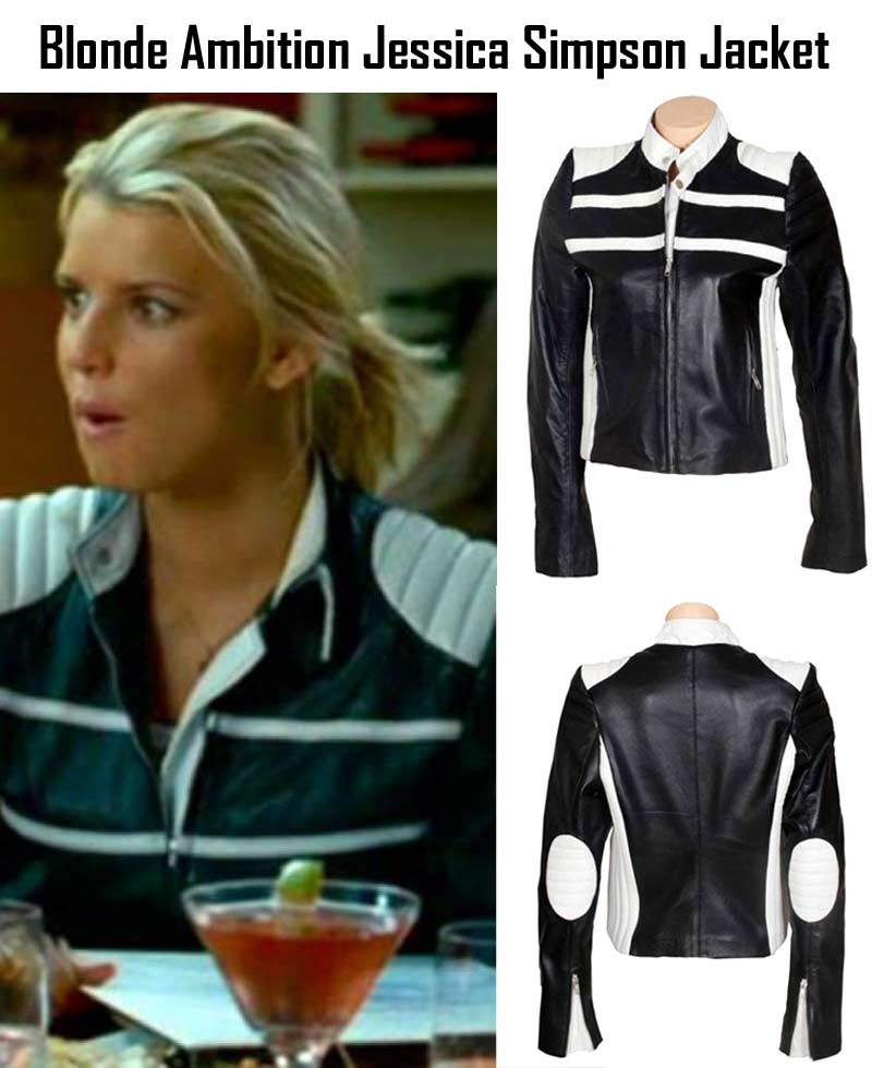 Blonde Ambition Jessica Simpson Motorcycle Leather Jacket Blonde Ambition Jessica Simpson Motorcycle Leather Jacket - Image 3