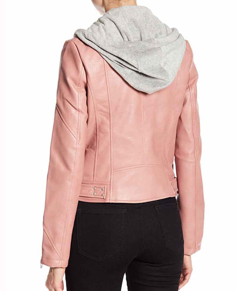 Blue Bloods Marisa Ramirez Biker Pink Leather Jacket Blue Bloods Marisa Ramirez Biker Pink Leather Jacket - Image 3