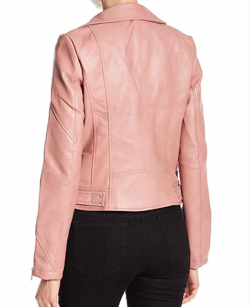 Blue Bloods Marisa Ramirez Biker Pink Leather Jacket Blue Bloods Marisa Ramirez Biker Pink Leather Jacket - Image 4