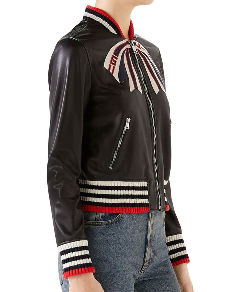 Dorinda Medley Bow Black Leather Jacket Dorinda Medley Bow Black Leather Jacket - Image 3
