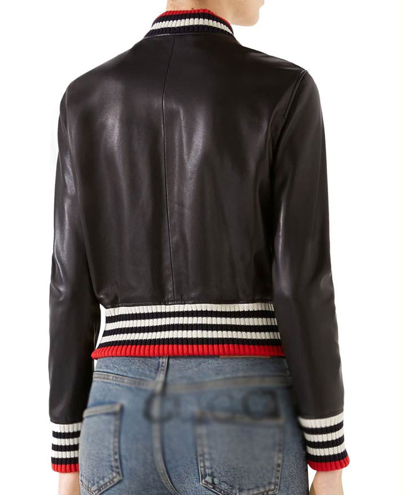 Dorinda Medley Bow Black Leather Jacket Dorinda Medley Bow Black Leather Jacket - Image 4