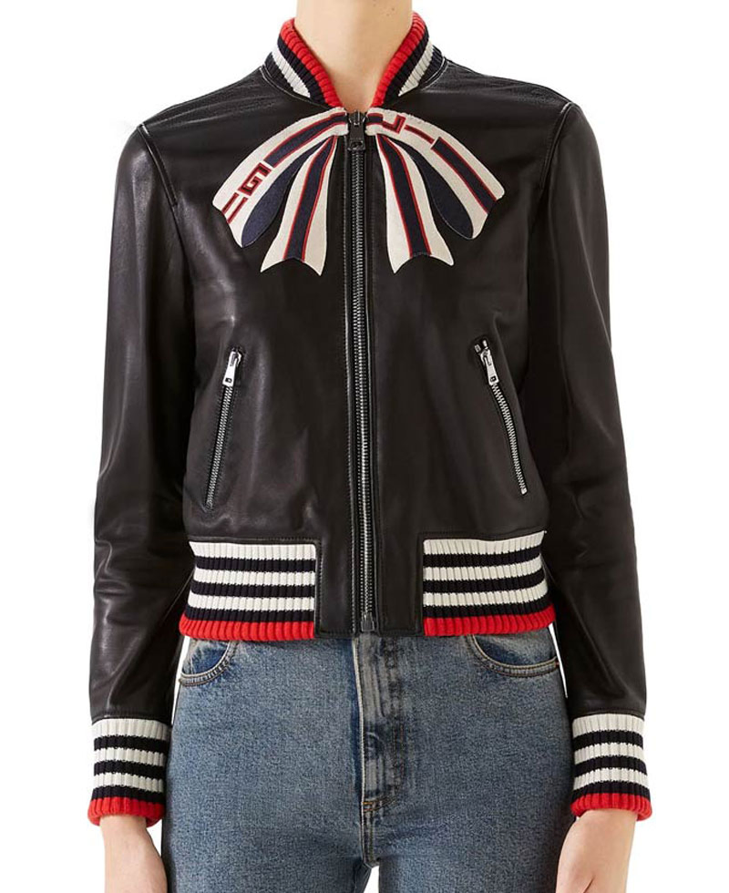Dorinda Medley Bow Black Leather Jacket Dorinda Medley Bow Black Leather Jacket - Image 2
