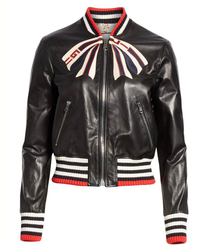 Dorinda Medley Bow Black Leather Jacket Dorinda Medley Bow Black Leather Jacket