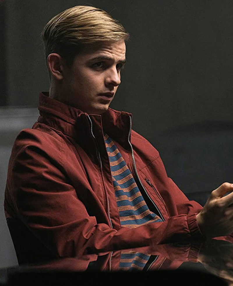Alex Rider Otto Farrant Bomber Style Red Jacket Alex Rider Otto Farrant Bomber Style Red Jacket