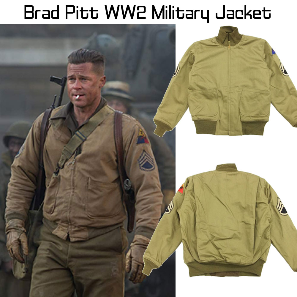 Brad Pitt Fury Wardaddy Military Jacket wardaddy military jacket