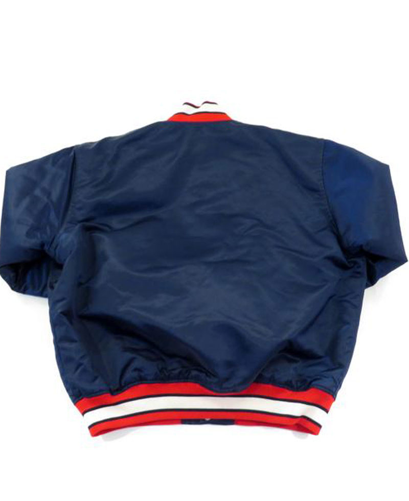 Men's Braves Blue Satin Jacket Men's Braves Blue Satin Jacket - Image 2