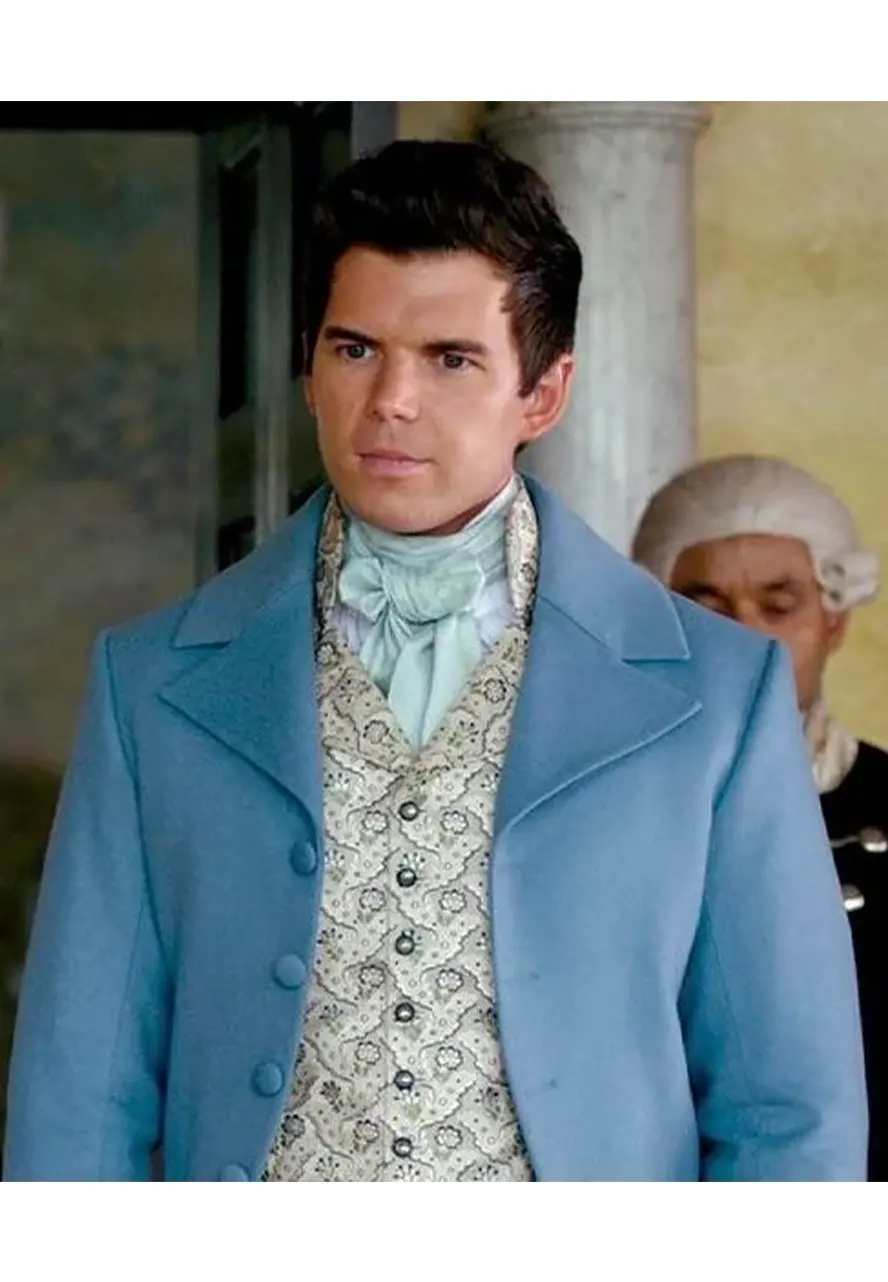 Bridgerton Luke Newton Blue Velvet Coat Bridgerton Luke Newton Blue Velvet Coat - Image 2