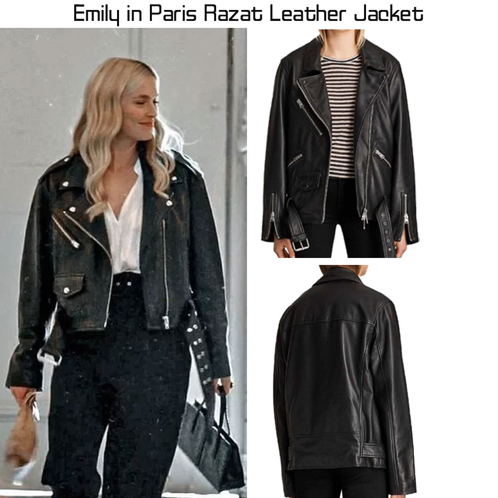 Emily in Paris Camille Razat Black Leather Jacket Emily in Paris Camille Razat Black Leather Jacket - Image 4