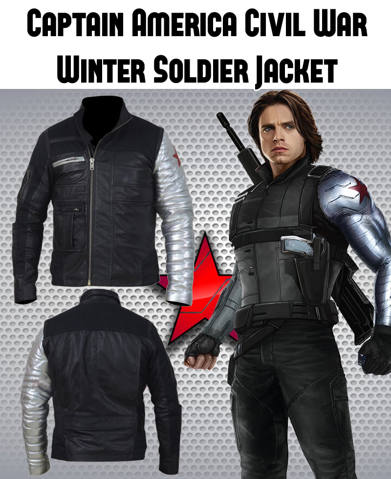 Captain America Civil War Film Winter Soldier Jacket Captain America Civil War Film Winter Soldier Jacket - Image 4