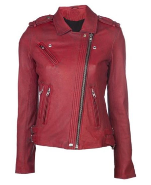 Kate Beckett Castle Stana Katic Red Leather Jacket