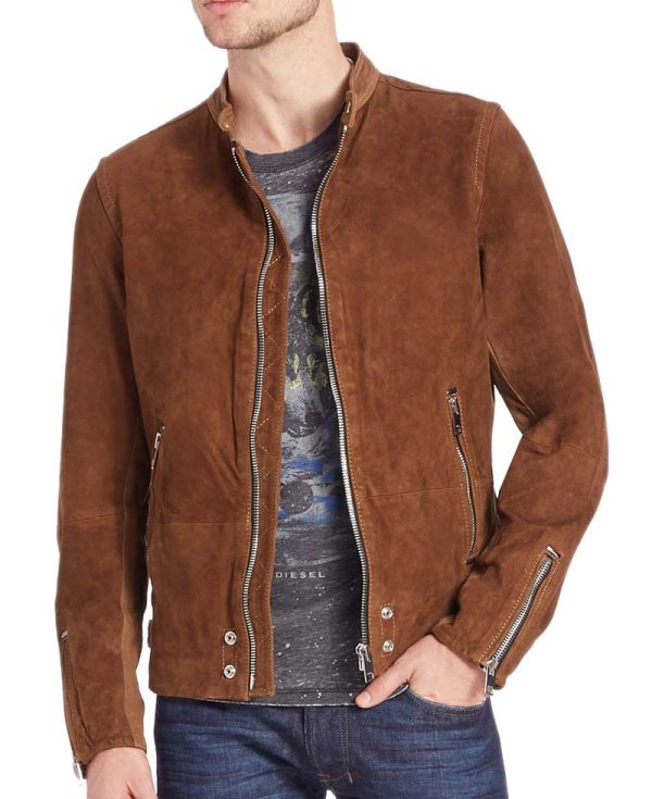 Men's Casual Wear Brown Suede Leather Jacket