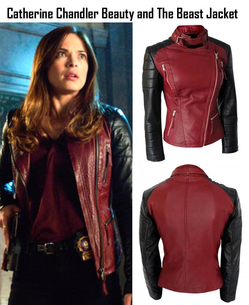Catherine Chandler Beauty and The Beast Red Leather Jacket Catherine Chandler Beauty and The Beast Red Leather Jacket - Image 3