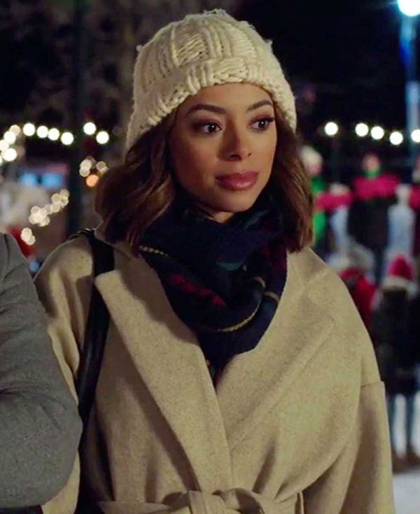 Amber Stevens West Christmas Unwrapped Grey Coat