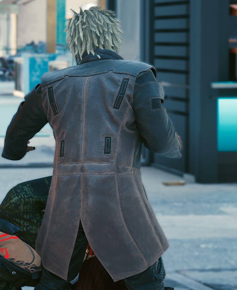 Cyberpunk 2077 Durable Motorcycle Brown Leather Coat cyberpunk 2077 synthetic coat